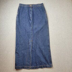 Indygo Denim Maxi Skirt Womens 11/12 Blue High Waist Long YKK Zip Pockets 90s